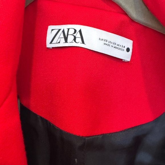 K1. Zara Red Double Breasted Button Tailored Coat Jacket Size XS - Picture 10 of 10